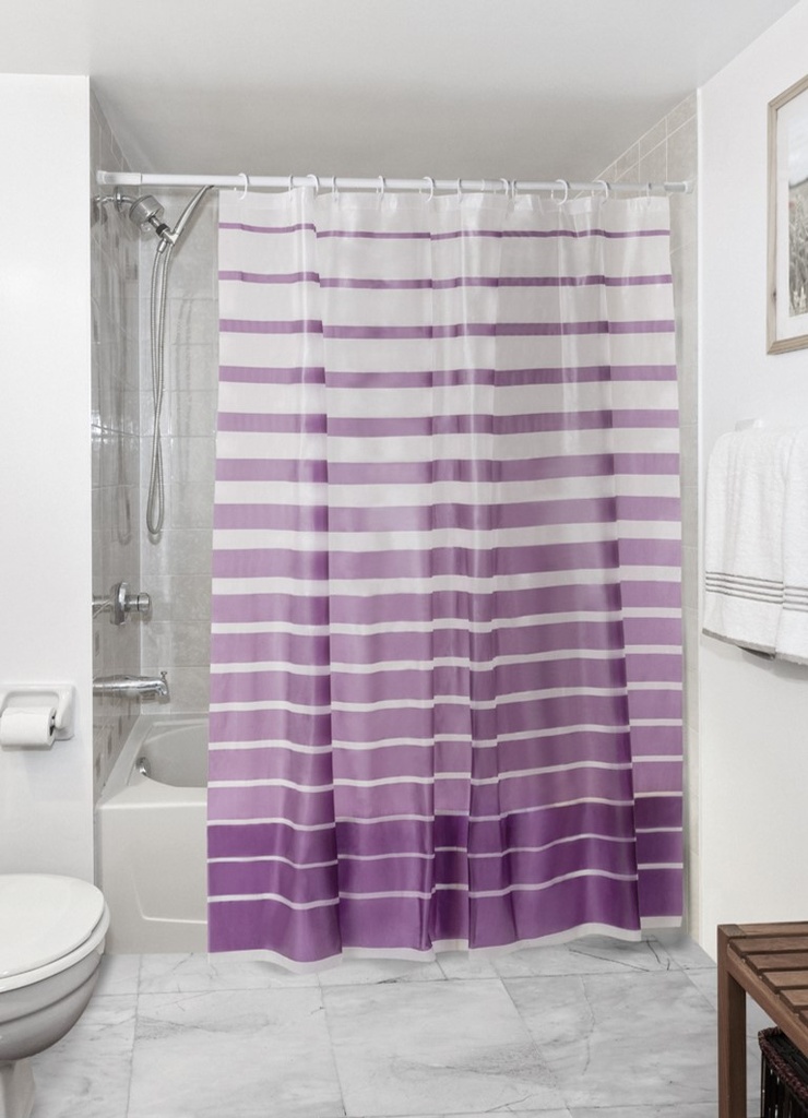 *CORTINA P/BAÑO RALLADA VIOLETA PVC 180X180X0,10MM