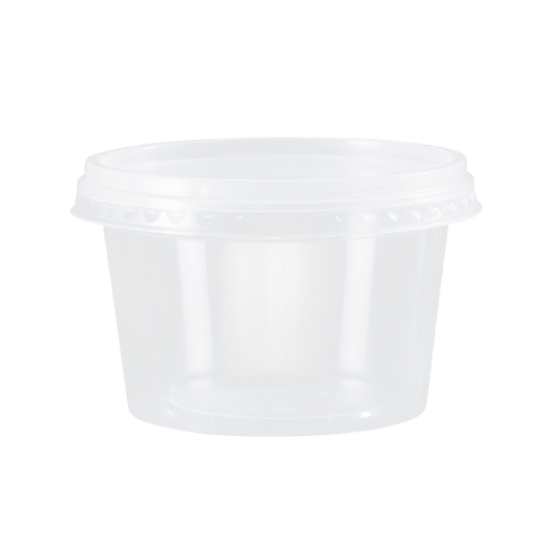 POTE DESCARTABLE CON TAPA 250ml TRANS. PP (25 UN)