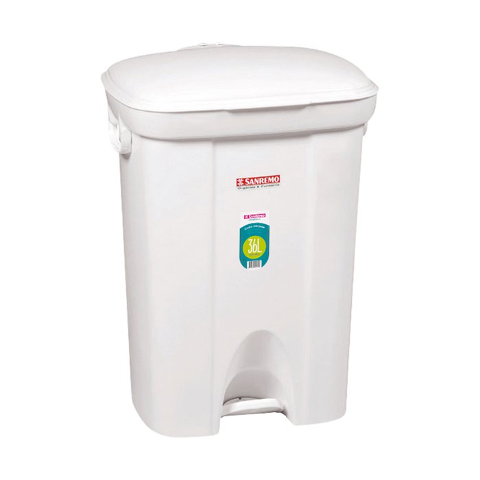 BASURERO 36lts TAPA Y PEDAL BLANCO