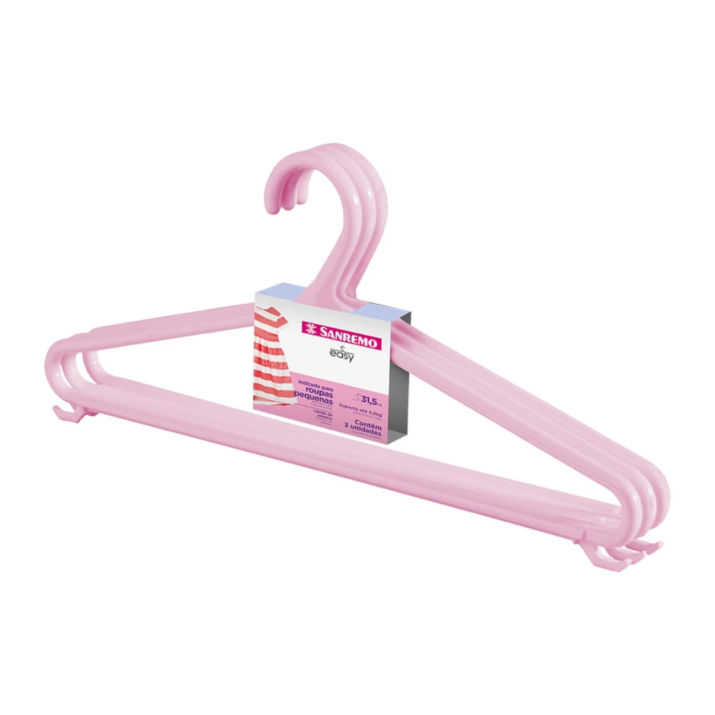 *PERCHA PLASTICA INFANTIL PACK X3 ROSA