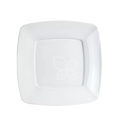 [S274] PLATO CUADRADO 21cm X 21 CM PS BLANCO PAQ X. 10 UNID